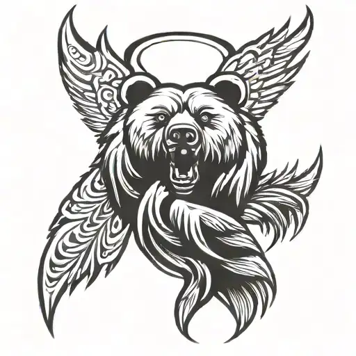 Bear Claw With Angel Wings Flying