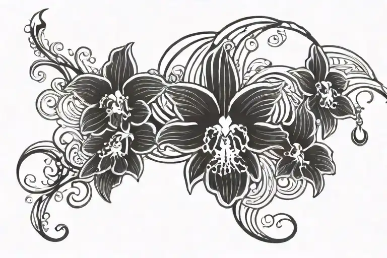 One Orchid And Aquarius Squiggly Lines Outside Rising Phoenix