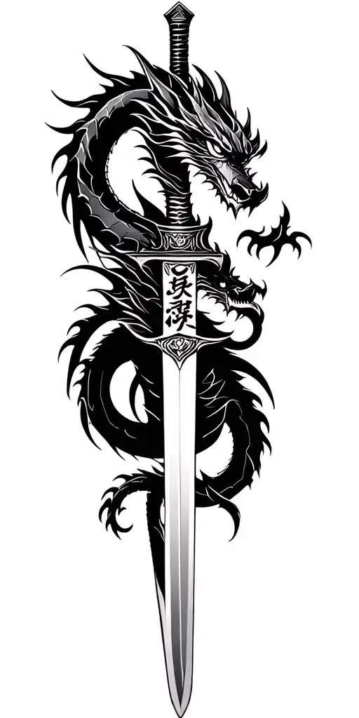 Dragon Wrapped Around A Katana Sword