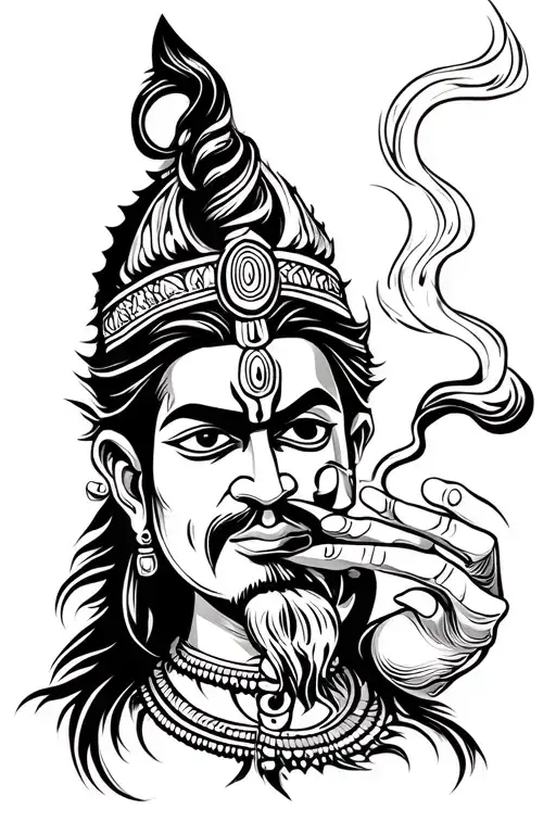 Hindu Lord Shiv Smoking Chillum