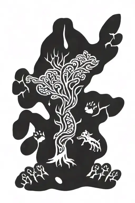 Dog Paws With Tree Growing