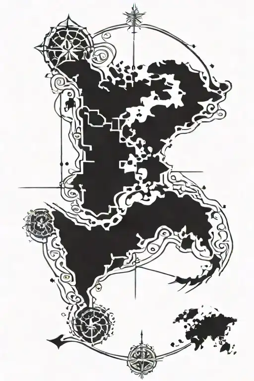 Simple Compass With A World Map Highlighting Canada And Panama