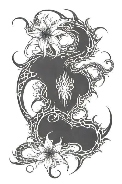 Spider Lilly Flower And Ice Dragon