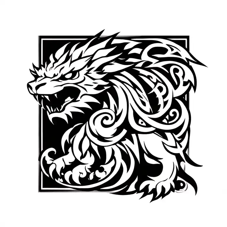 Triune Tribal Shinto Celtic Guardian Beast Warrior