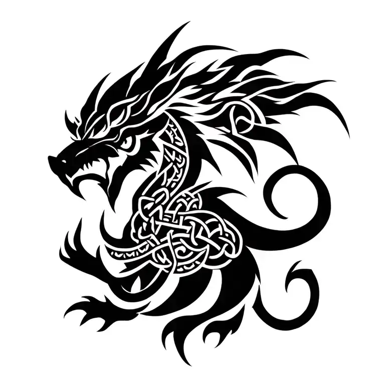 Triune Tribal Shinto Celtic Guardian Beast Warrior