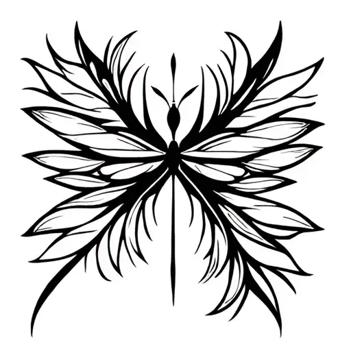 Unalome Symbol With Lotus Ans Dragonfly Outside
