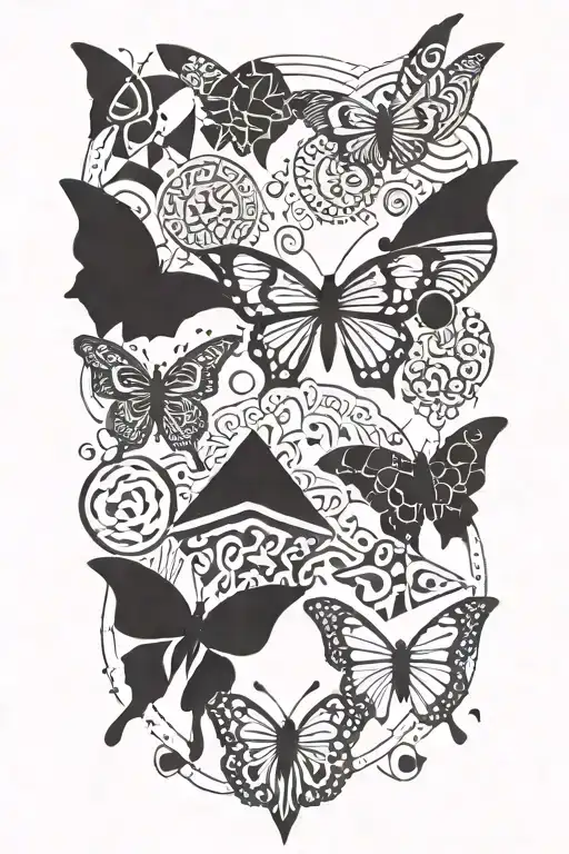 Butterfly And Moutain Mix Of African And Polynesian Patterns