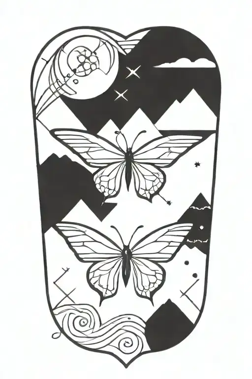 Butterfly And Moutain