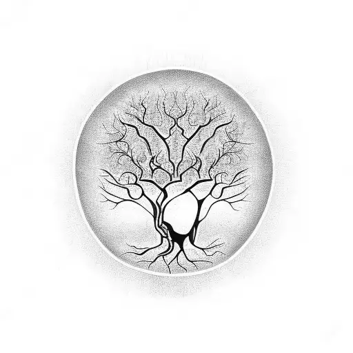 Black Tree Of Life With Roots
