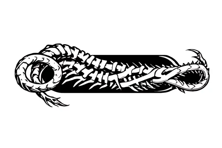 Ouroboros Eating Its Own Tail Revealing A Human Spine