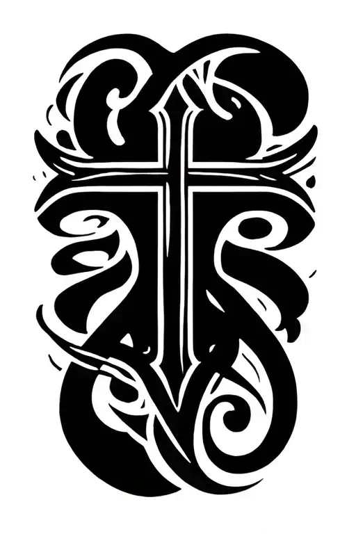 Created To Create Caption Next To A Cross Sign Intertwined