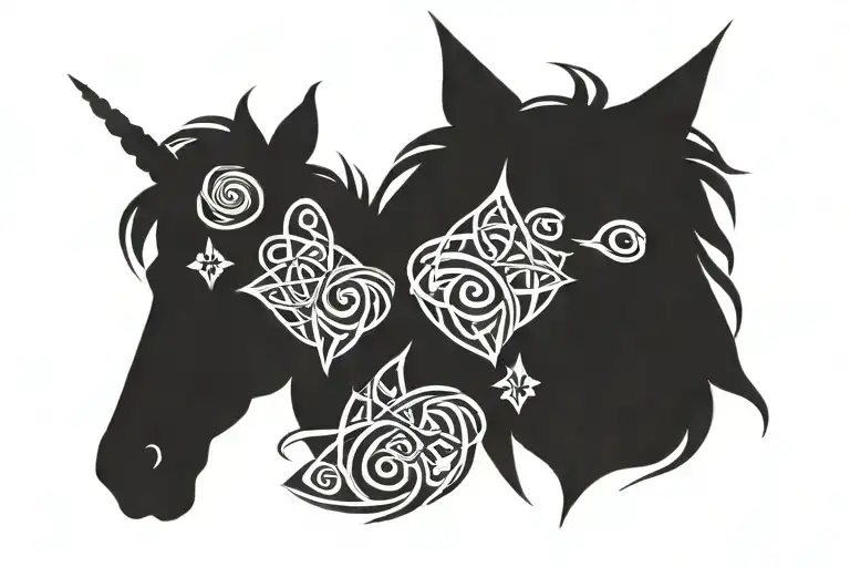 Celtic Forearm Tattoo Elongated With Unicorn Head