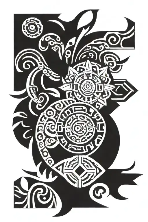 Polynesian Tribal With Aztec Symbols