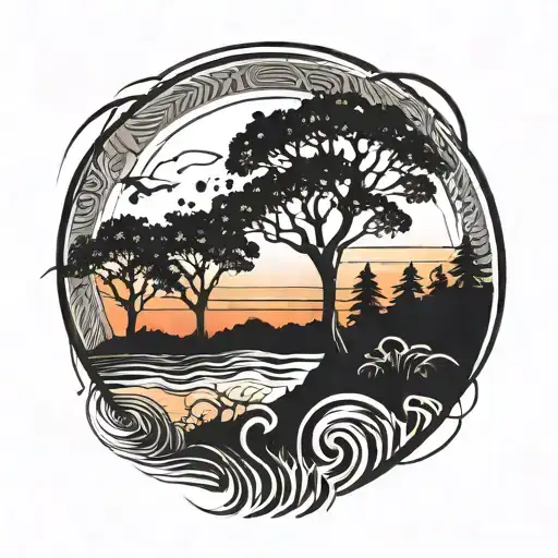 Trees Colors Sunset Melting