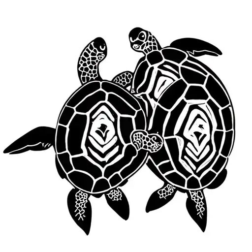 3 Turtles Swimming Together