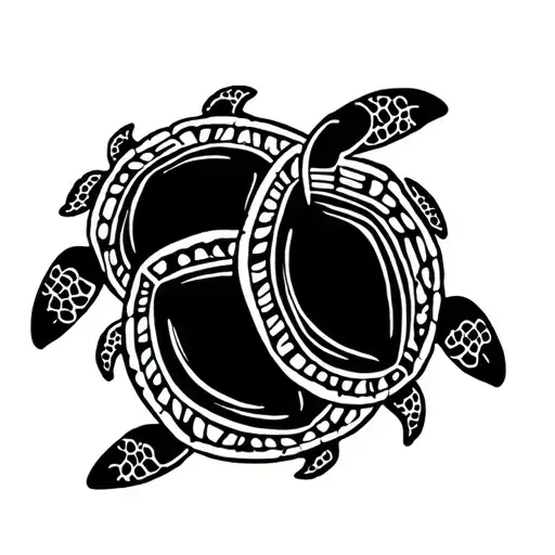 2 Turtles Swimming Together Symbolic Of Mom And Son