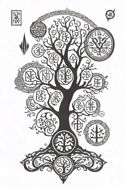 Nordish Runes Family Tree With Each