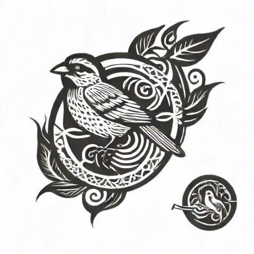 Sparrow Inside A Flash Circle With An Infinity Theme