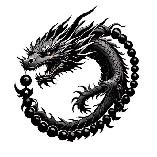 Chineese Dragon Warped Around Praying Beads