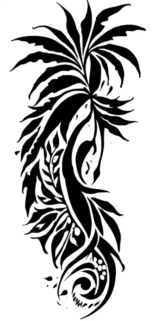 Puerto Rican American Caribbean Motifs With Some Nature Elements Of Island Life