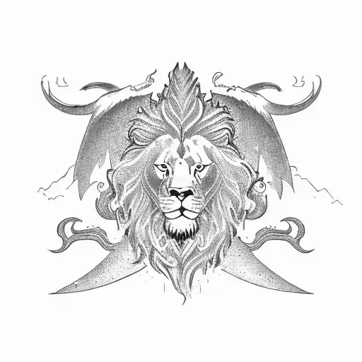 Lion With Dragon Wings And Trident Tail