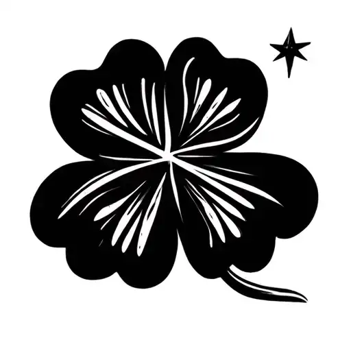 Simple Four Leaf Clover With A Little Star Above It
