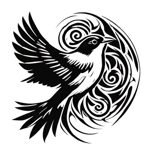 Addiction Recovery Symbol With Mockingbird Flying