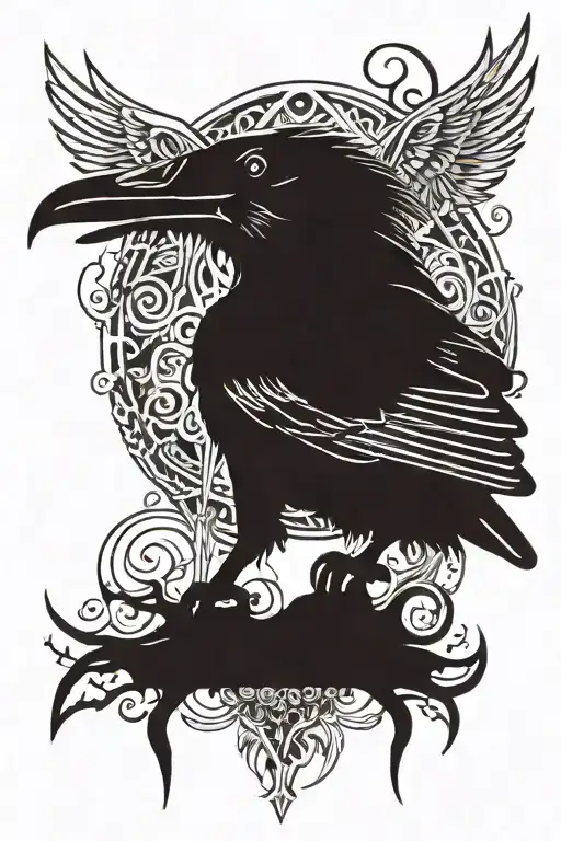 Crow Perched On A Skull