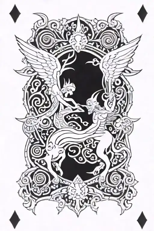 Card From A Deck But Has And Angel And Demon
