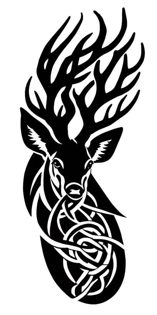 Stylised Stag With Celtic Knot Work