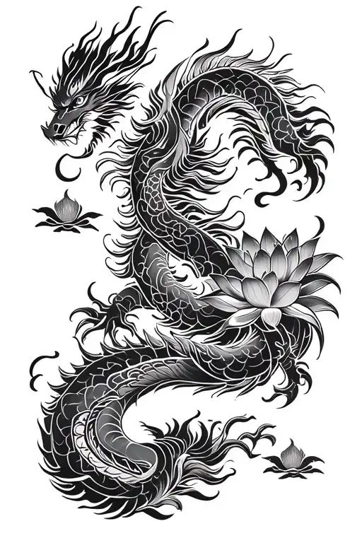 Vietnamese Dragon With Lotus Flower