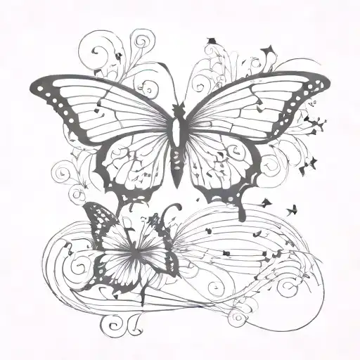 Butterfly Music Note Intertwined