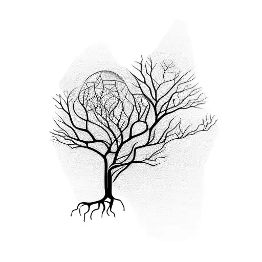 Tree Branches And Roots Growing Turning From Organic To Geometric