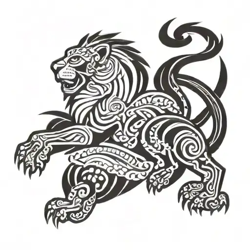 New Zealand Flag With African Lion