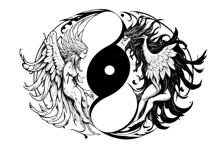 Yin And Yang With Angel And Demon
