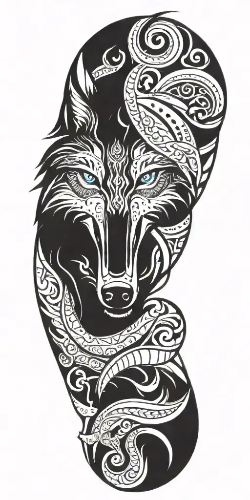 Wolf Head With Blue Eyed