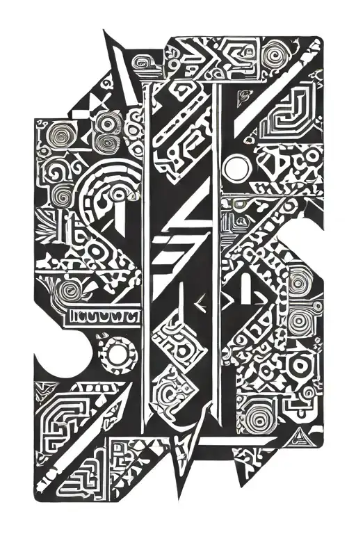 Inca Geometric Patterns Intertwined In A Spear