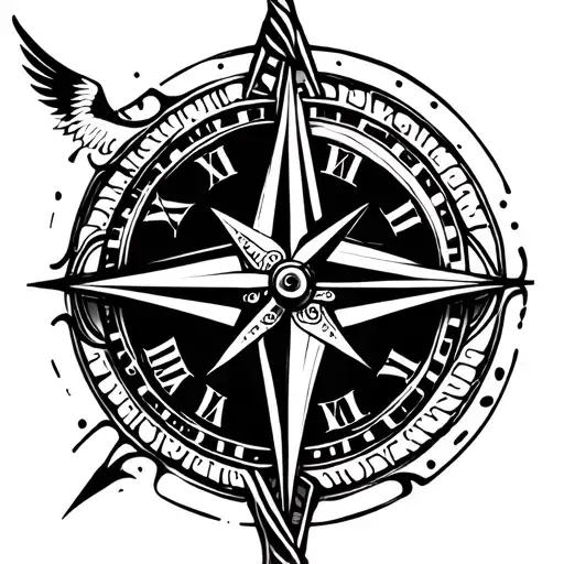 Compass Clock Hawk Irish Sleeve