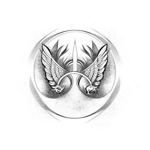 Yin Yang Angel And Devil Wings In The Form Of Bow And Arrow