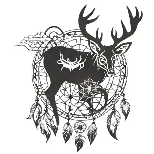 Tribal Deer And Dream Catcher