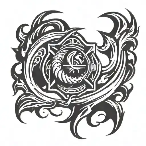 A Firefighter Emblem Surrounded By Flames