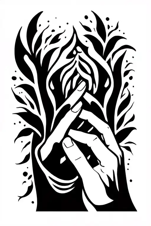 Two Hands Touching A Finger