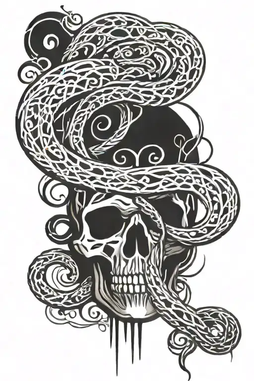 Human Rib Cage With A Snake