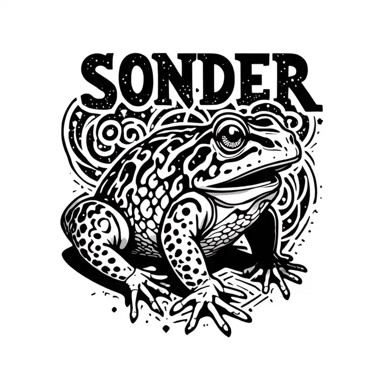 Toad With The Word Sonder Overlayed With A Galaxy
