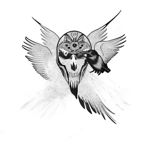 Raven Full Body In Flight