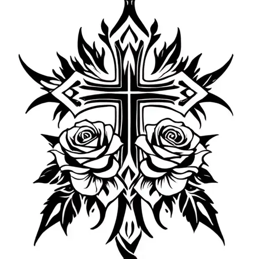 Christian Cross With Roses