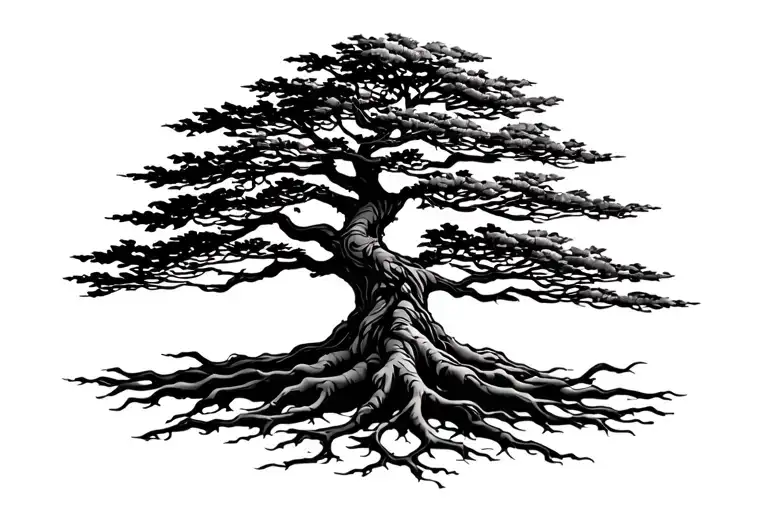 Cherry Tree With Canopy And Roots