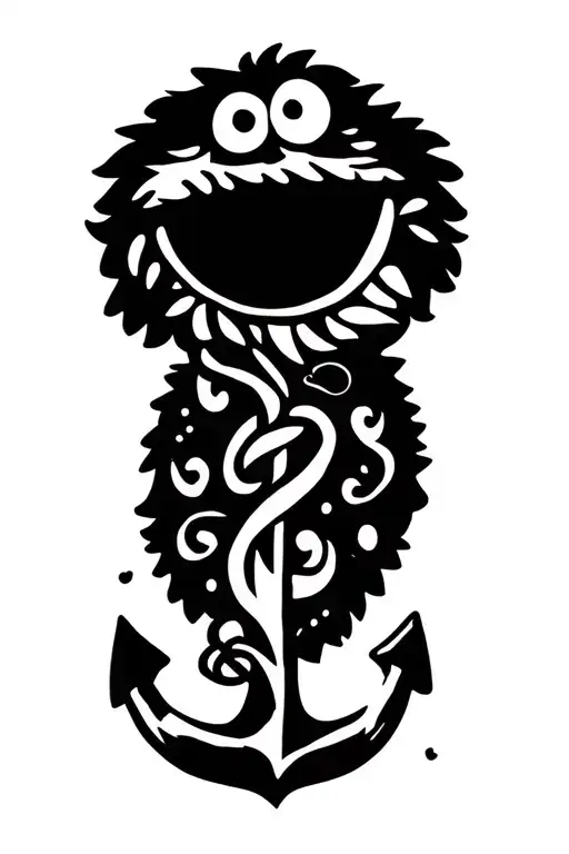 Cookie Monster With An Anchor Intertwined