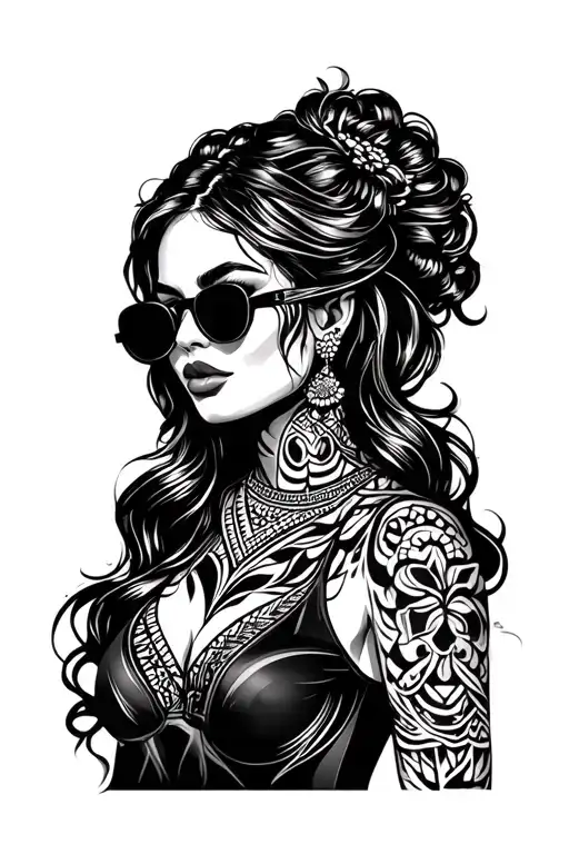 Lady Head Full Body Wearing Sunglasses