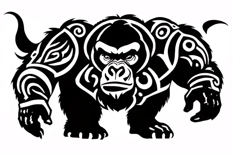 Embossed Gorilla On Armour Plate Black And White
